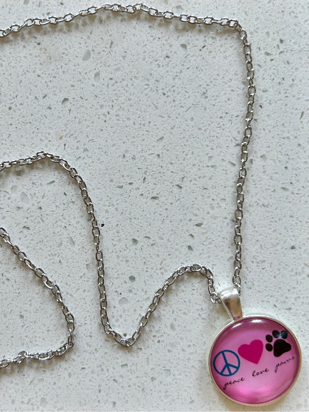 “Peace Love Paws” Cabochon Necklace